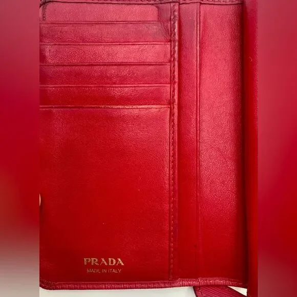 Auth PRADA Small Bifold Fucshia Saffiano Leather Wallet Preloved Very Good - Picture 6 of 13